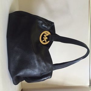 Michael Kors black leather shoulder bag